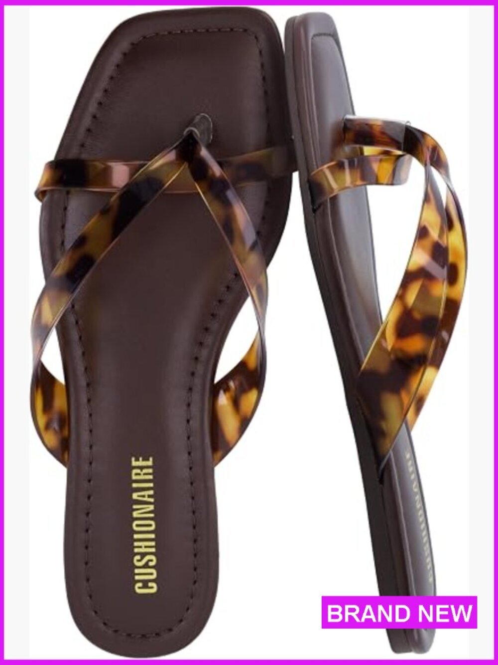 Square Toe Flip Flops Dressy Slip On Flat Sandals Cushioned Footbed Summer